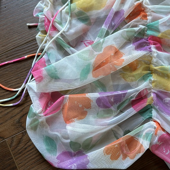 For Love and Lemons Floral Mesh Mini Dress or Coverup M - Picture 12 of 12